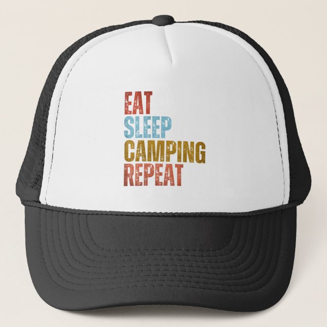 GORRA DE CAMIONERO COMER DORMIR CAMPAMENTO REPETIR  (Anverso)