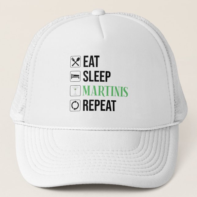 Gorra De Camionero Comer. Dormir. Martinis. Repetir. (Anverso)