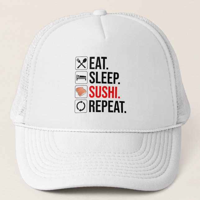Gorra De Camionero Comer. Dormir. Sushi. Repetir (Anverso)