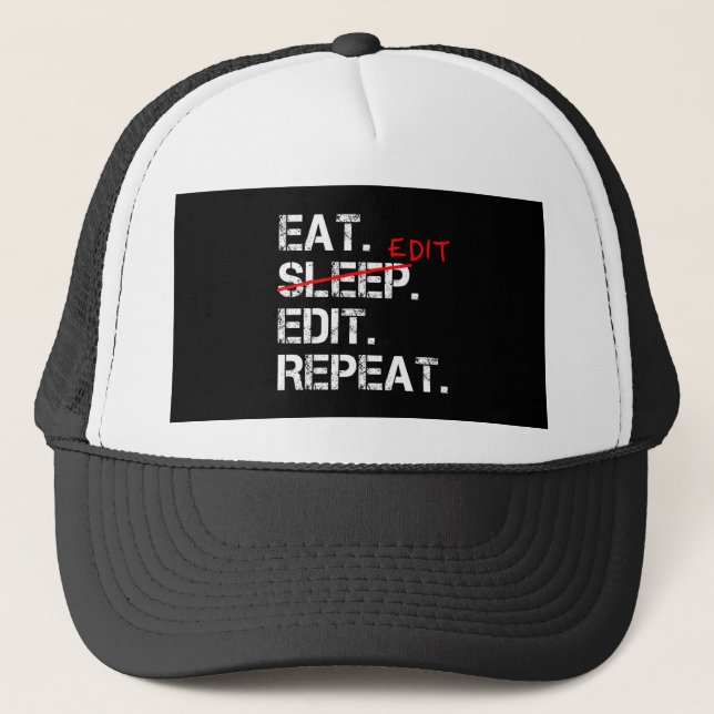 Gorra De Camionero Comer Sleep Editar Repetir regalo del editor diver (Anverso)