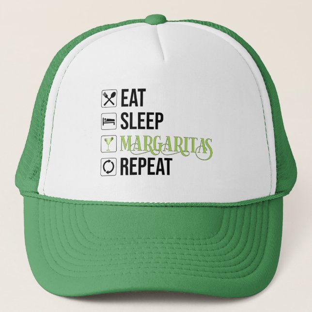 Gorra De Camionero Comer Sleep Margaritas Repetir (Anverso)