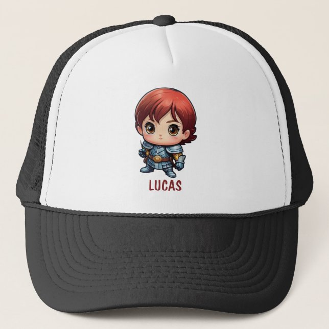 Gorra De Camionero Comic Knight Chibi Kid Character Trucker Hat (Anverso)