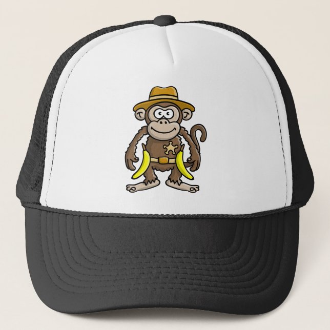 Gorra De Camionero comic monkey banana cowboy sheriff (Anverso)