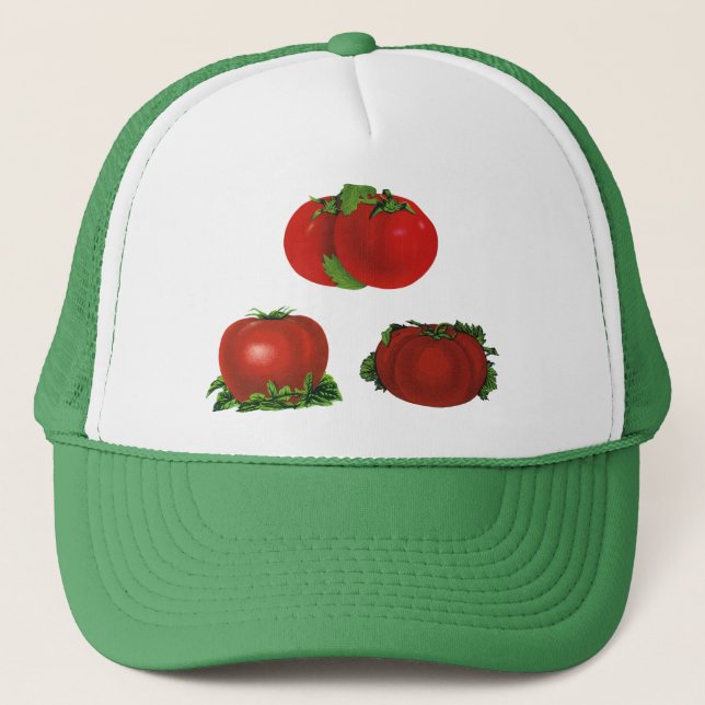 Gorra De Camionero Comida, frutas, verduras, tomates de la raza roja (Anverso)