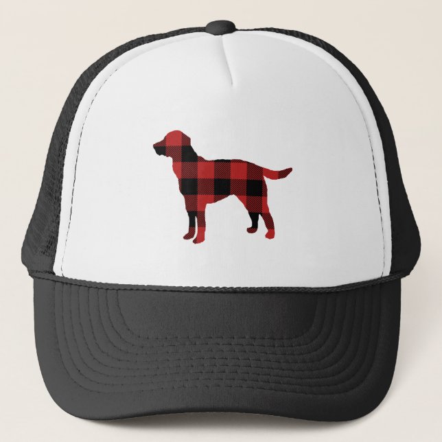 Gorra De Camionero Comprobación roja de la plaqueta de perro (Anverso)