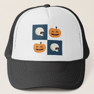 Gorra De Camionero Comprobaciones de calaveras y calabazas