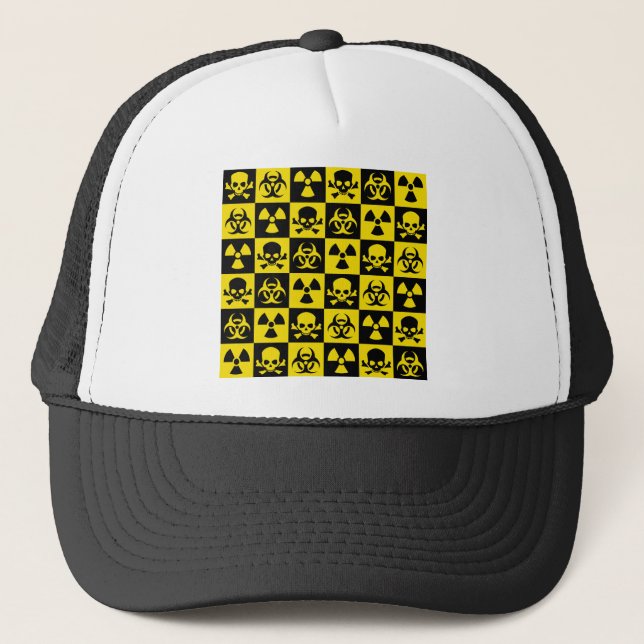 Gorra De Camionero Comprobadores de patrones de riesgo de cráneo negr (Anverso)