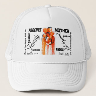 Gorra de camionero con arte de abrazo familiar cál