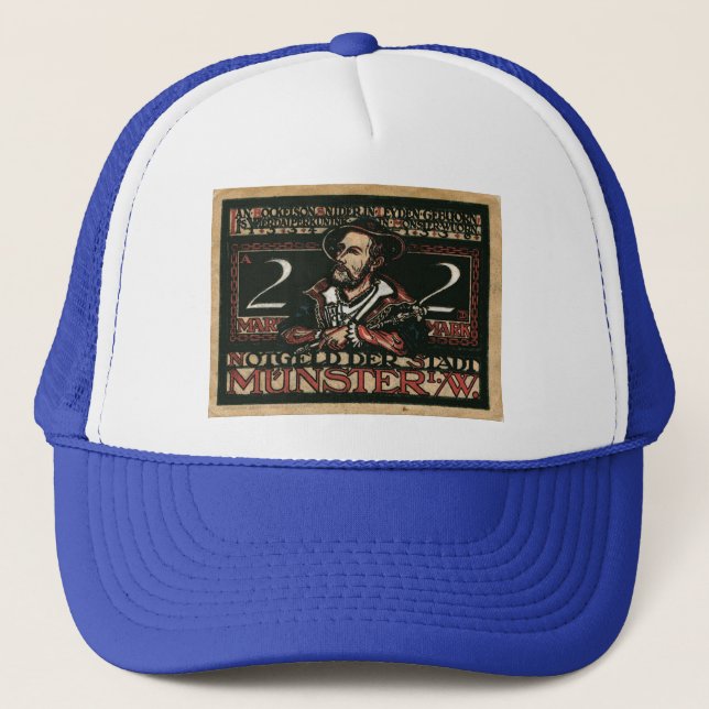 Gorra de camionero con billete de 2 marcos Notgeld (Anverso)