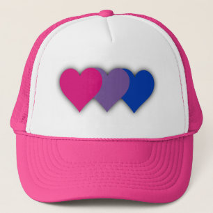 Gorra de camionero con corazones de orgullo bisexu