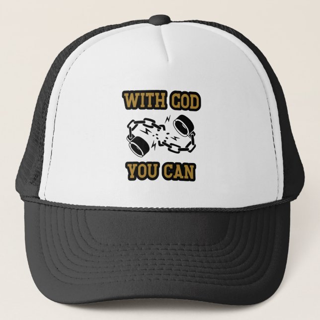 Gorra De Camionero Con Dios puedes tener fe fuerte (Anverso)