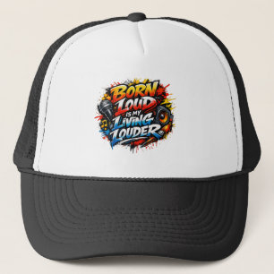 Gorra de camionero con gráfica de música rock Born