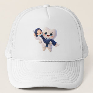 Gorra de camionero con mascota de dientes de denti