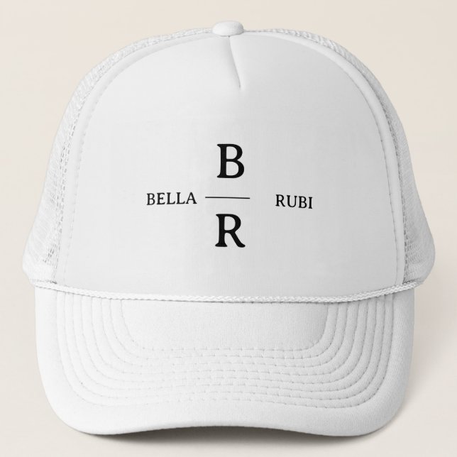 Gorra de camionero con monograma de boda minimalis (Anverso)