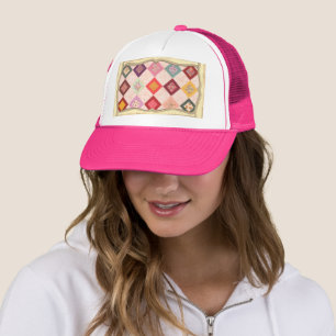Gorra de camionero con patrón de telas coloridas