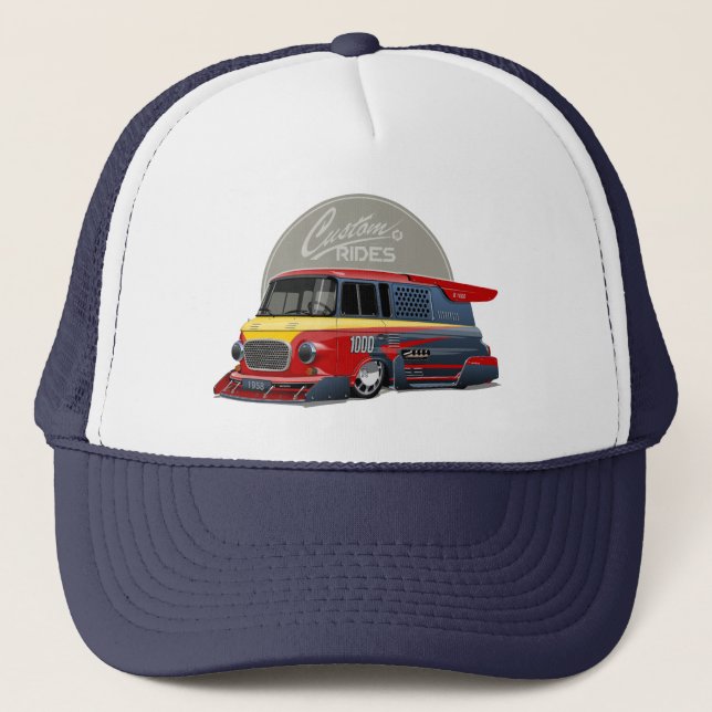 Gorra De Camionero Concepto de furgoneta de carrera retro personaliza (Anverso)