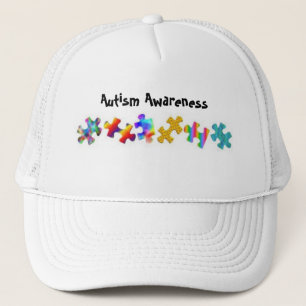 Gorra De Camionero Conciencia del autismo (todo el blanco)