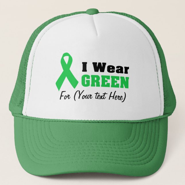Gorra De Camionero Conciencia sobre la cinta verde personalizado (Anverso)