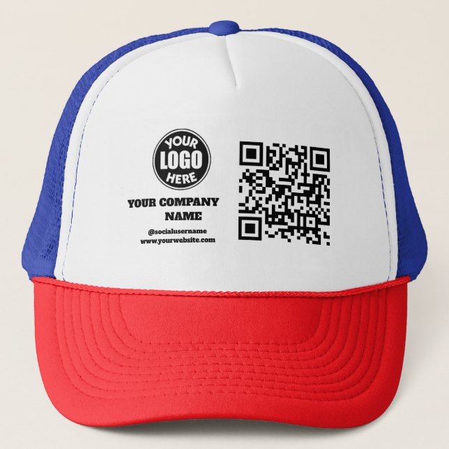 Gorra De Camionero Conectarse con nosotros | Red social QR Code White (Anverso)