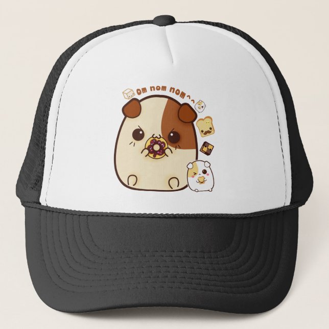 Gorra De Camionero Conejillos de Indias de Kawaii con pan y galletas (Anverso)