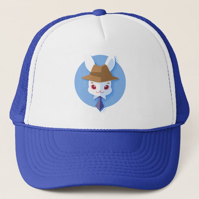 Gorra De Camionero Conejito de pascua apuesto del conejo blanco de (Anverso)