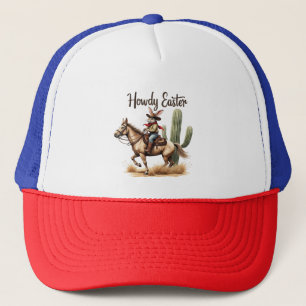 Gorra De Camionero Conejito de Pascua montando un vaquero de caballo