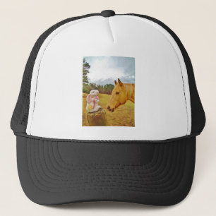 Gorra De Camionero Conejo blanco y caballo amarillo