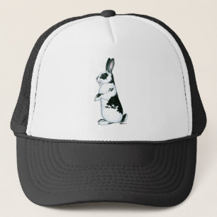 Gorra De Camionero Conejo: blanco y negro