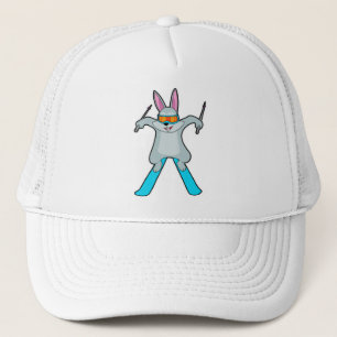 Gorra De Camionero Conejo como esquiador con esquí