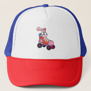Gorra De Camionero Conejo como patinador en línea con patines en líne
