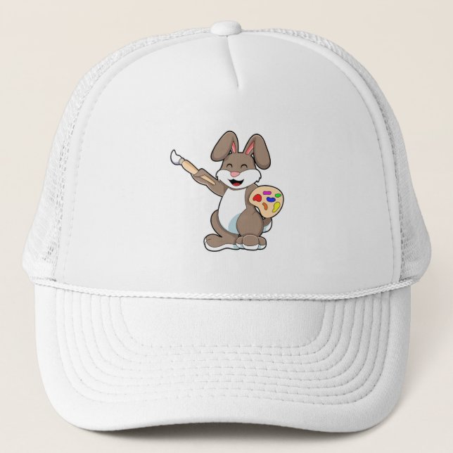Gorra De Camionero Conejo como pintador con pincel y pintura (Anverso)