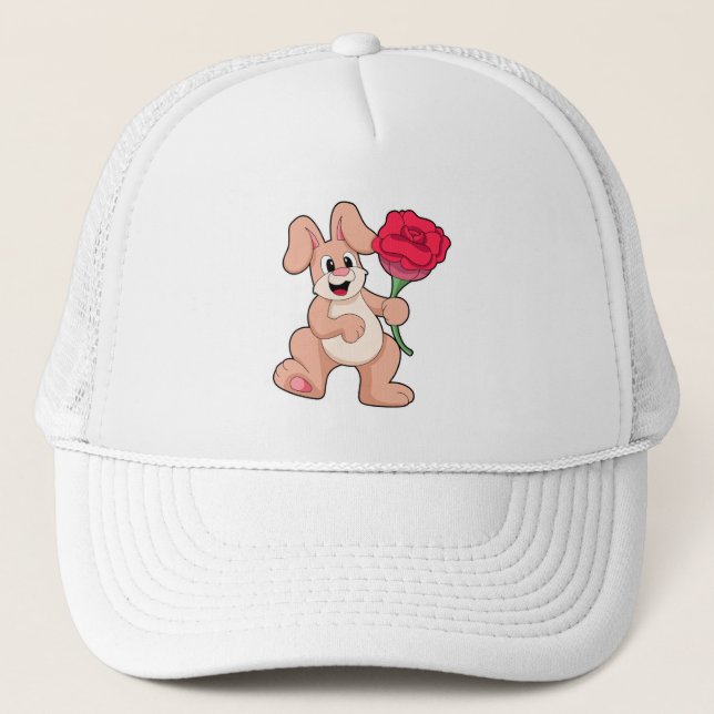 Gorra De Camionero Conejo con rosa roja (Anverso)