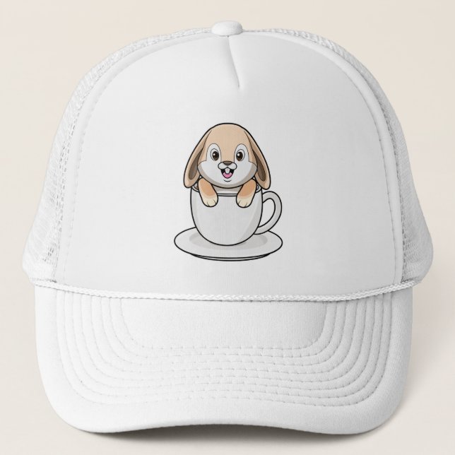 Gorra De Camionero Conejo con taza de café (Anverso)
