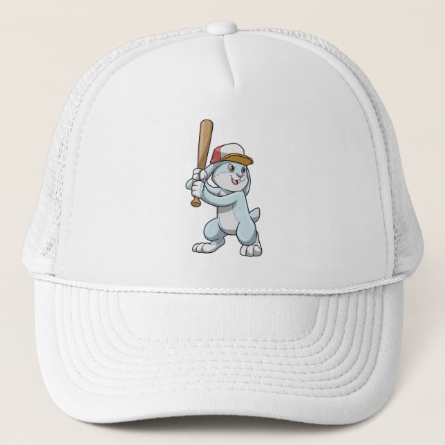 Gorra De Camionero Conejo de béisbol con bate de béisbol (Anverso)