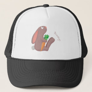 Gorra De Camionero Conejo lindo con personalizado de zanahoria sentad