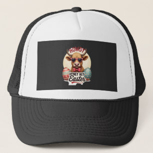 Gorra De Camionero Conejo lindo de Pascua Howdy Honey Vintage Vaca Hi