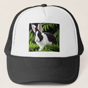 Gorra De Camionero Conejo Negro Y Blanco,