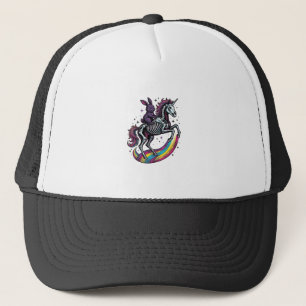 Gorra De Camionero Conejo oscuro montando un unicornio esqueleto grab