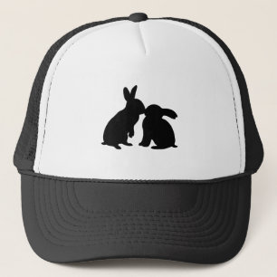 Gorra De Camionero Conejos que besan la silueta