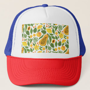 Gorra De Camionero Conjunto de frutas exóticas: Papaya, limón, mango