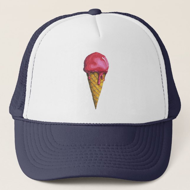 Gorra De Camionero Cono de helado de fresa (Anverso)