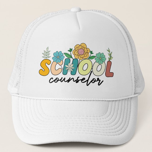 Gorra De Camionero Consejero escolar profesor de Flor silvestre cute  (Anverso)