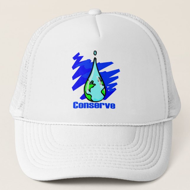 Gorra De Camionero Conservar el agua de la Tierra gota (Anverso)