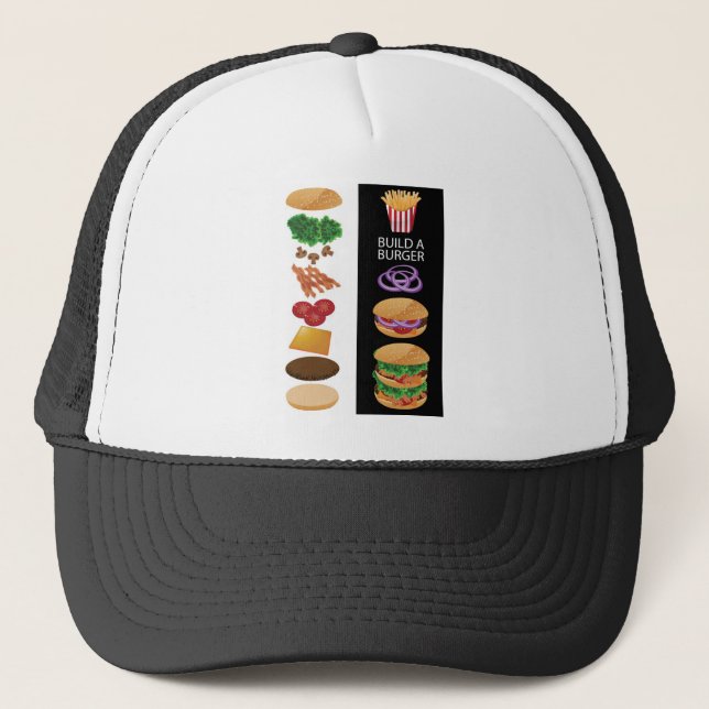 Gorra De Camionero Construya una hamburguesa (Anverso)