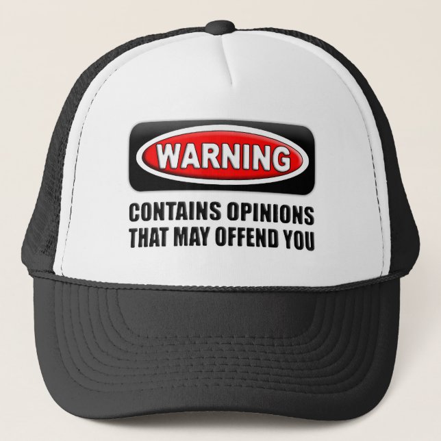 Gorra De Camionero Contiene opiniones que puede ofenderle (Anverso)