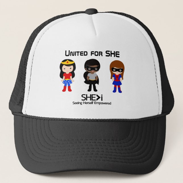 Gorra De Camionero Contorno negro SUPERHERO - Unidos por ELLA (Anverso)