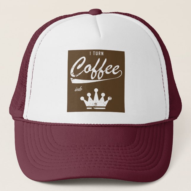 Gorra De Camionero Convierto café en KOM (Anverso)