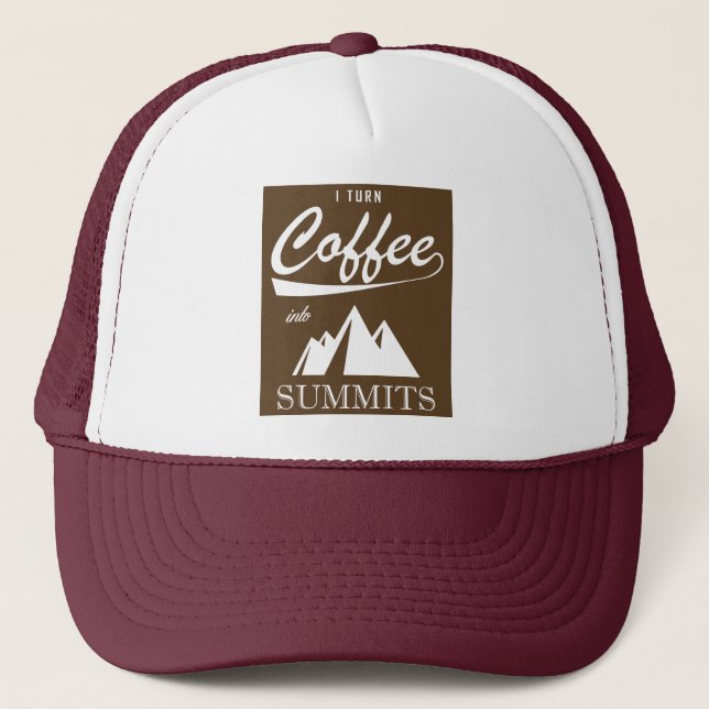 Gorra De Camionero Convierto el café en cumbres (Anverso)