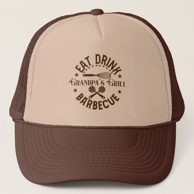 Gorra De Camionero Cool Grandpa's BBQ word art  (Anverso)