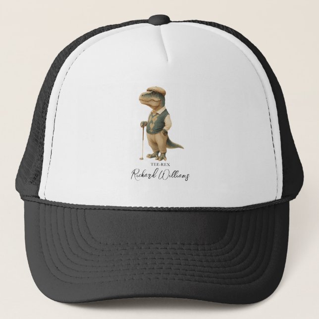 Gorra De Camionero Cool Tee-Rex Golfer Dinosaur Signature Name (Anverso)